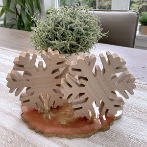 Pair of Christmas Wooden Snowflake decor. Brand new.